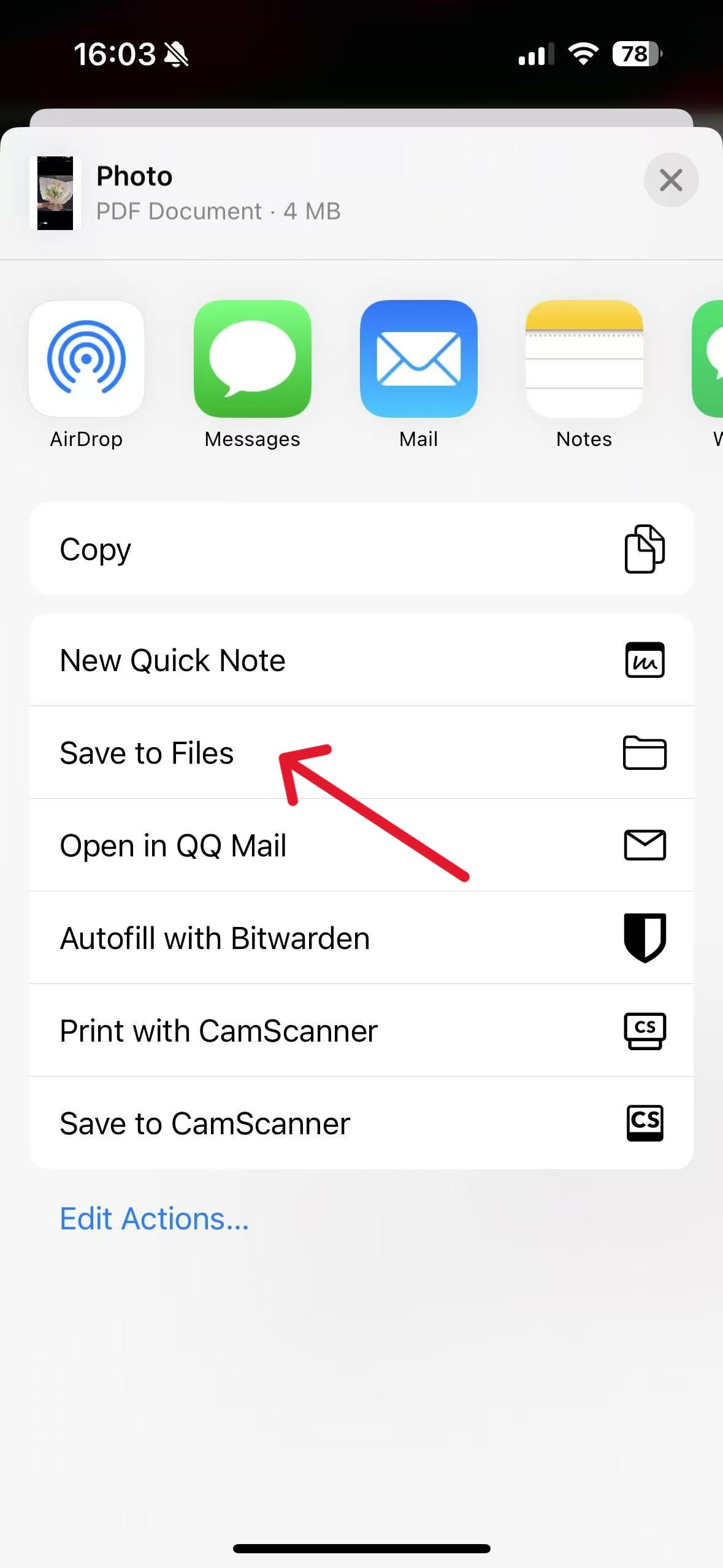 Speichern des PDFs in der iPhone Dateien-App