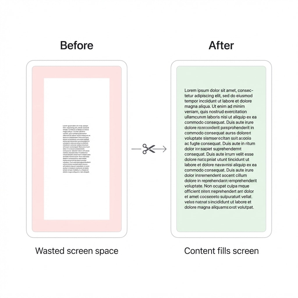 Before vs After: Wasted Screen Space to Content Fills Screen