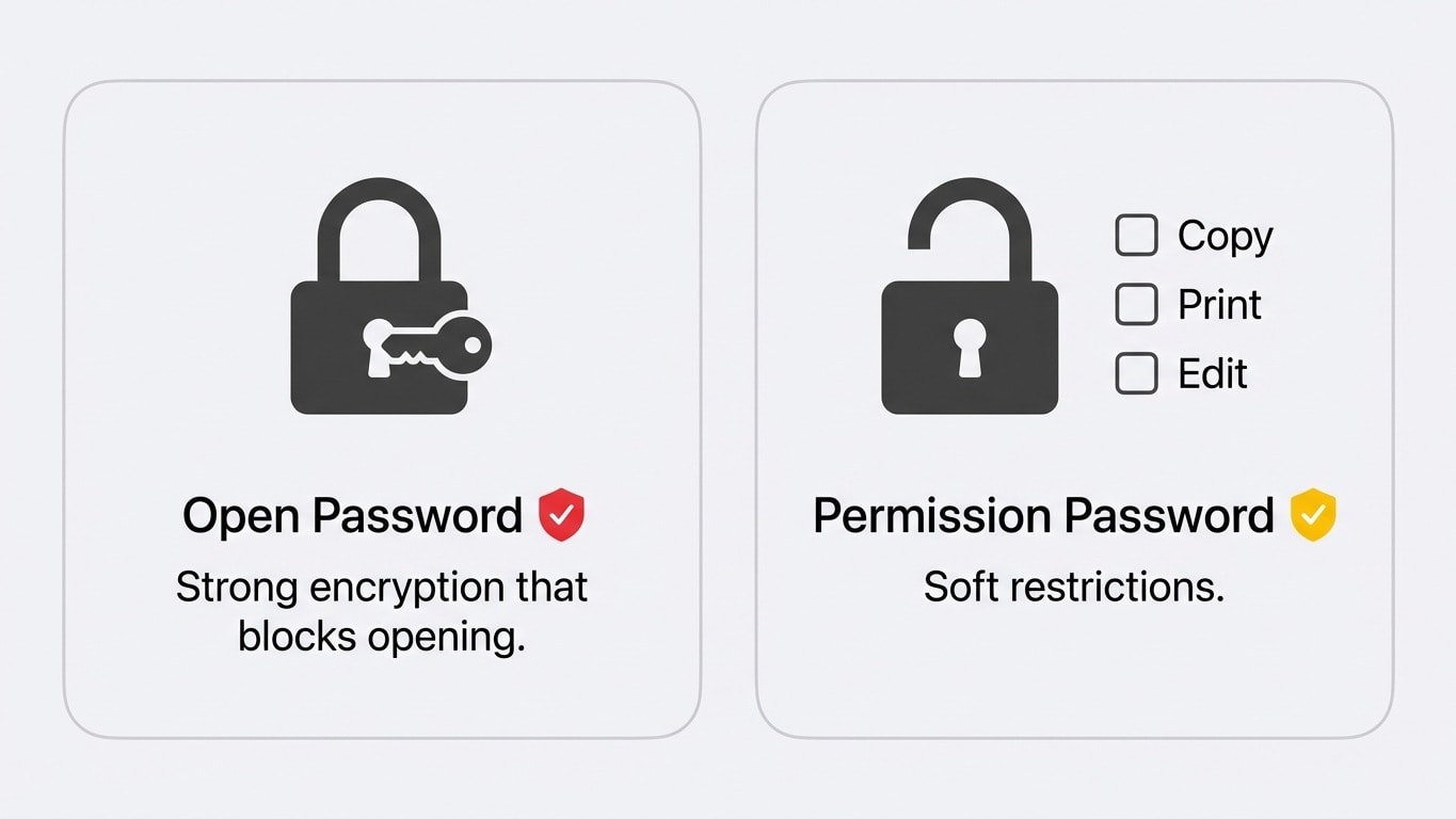 Open Password vs Permission Password Comparison