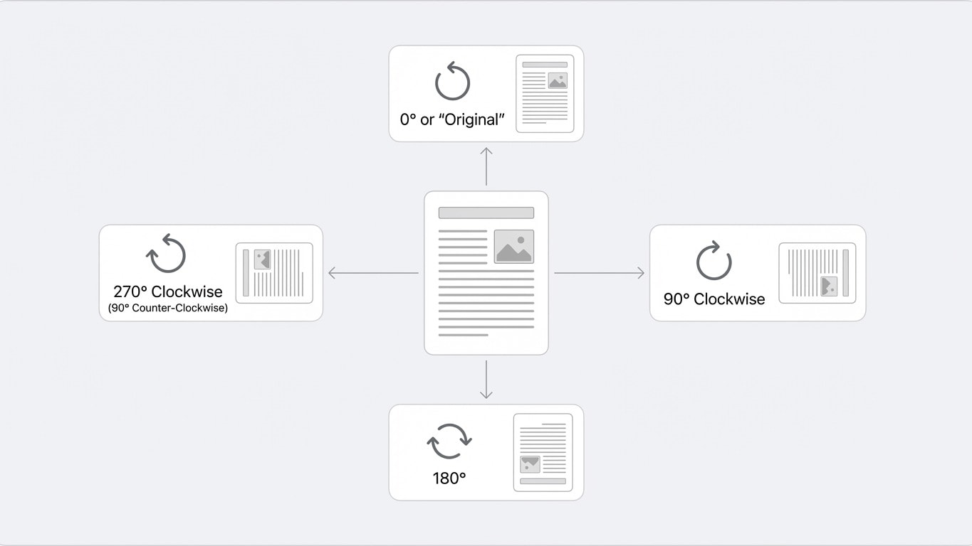 PDF Page Rotation Options: 90, 180, 270 Degrees