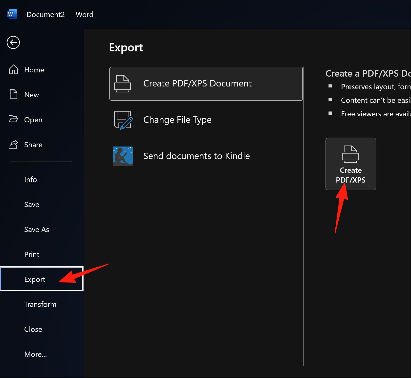 Word Exporteren naar PDF-opties
