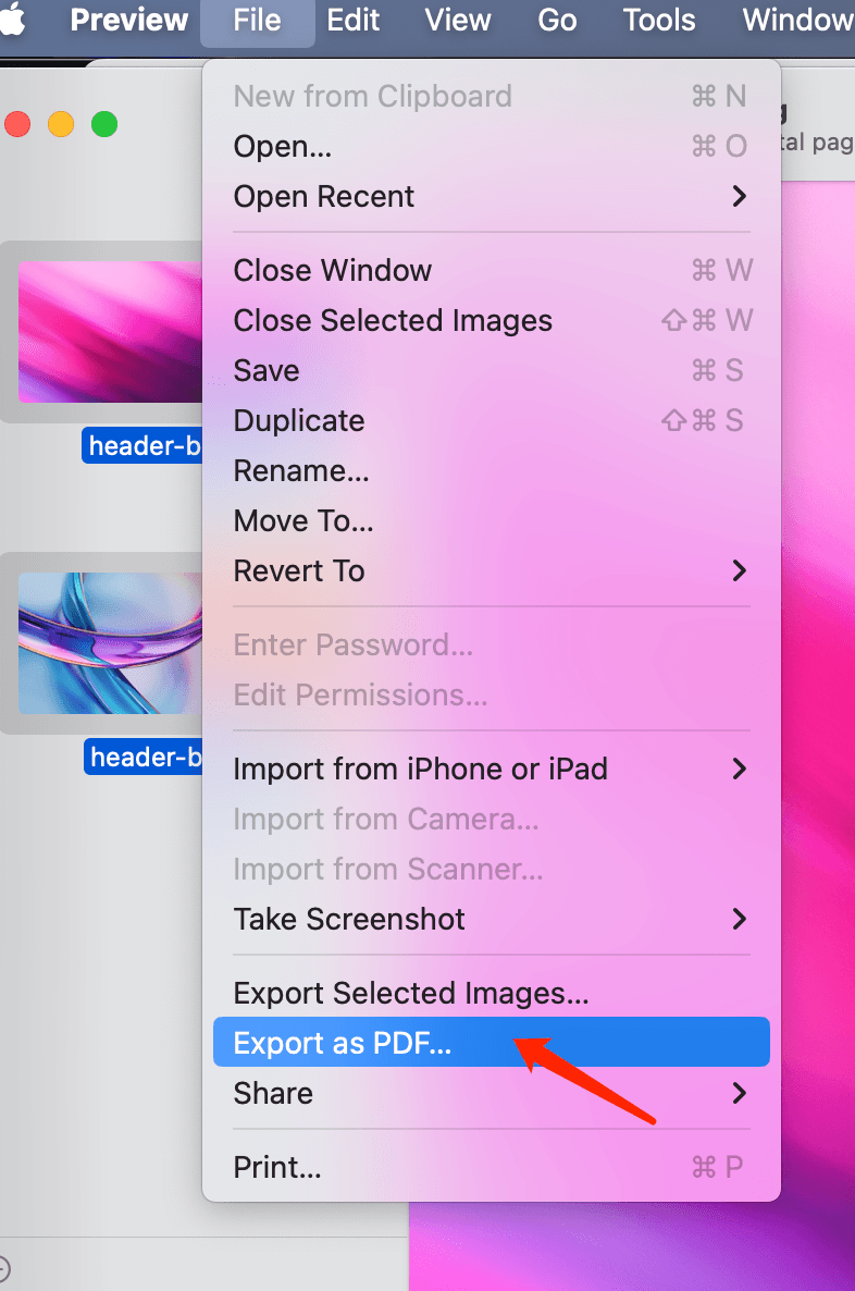Configurações de Exportação em Lote PNG para PDF no macOS