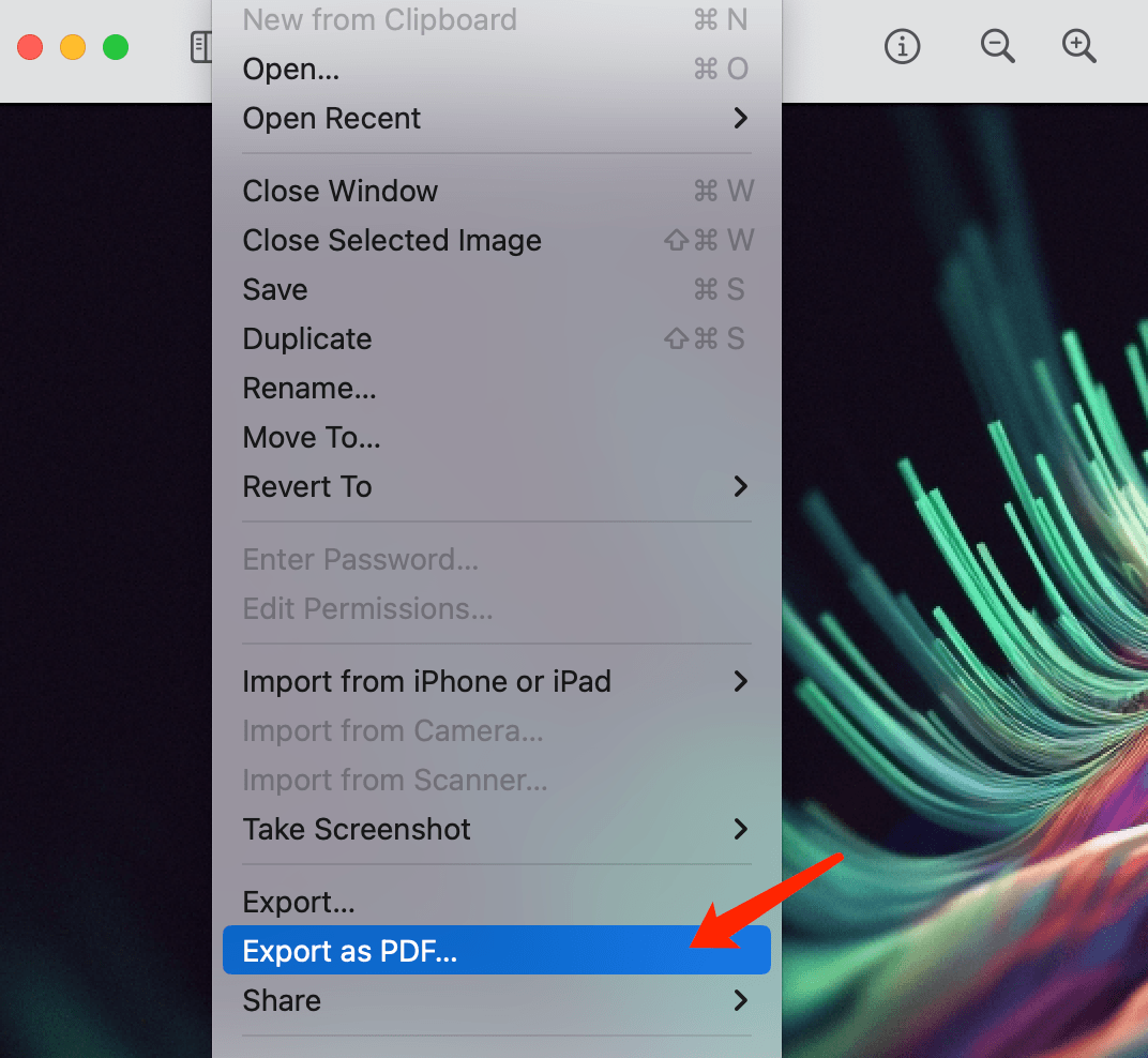 Configurações de Exportação PNG para PDF no macOS