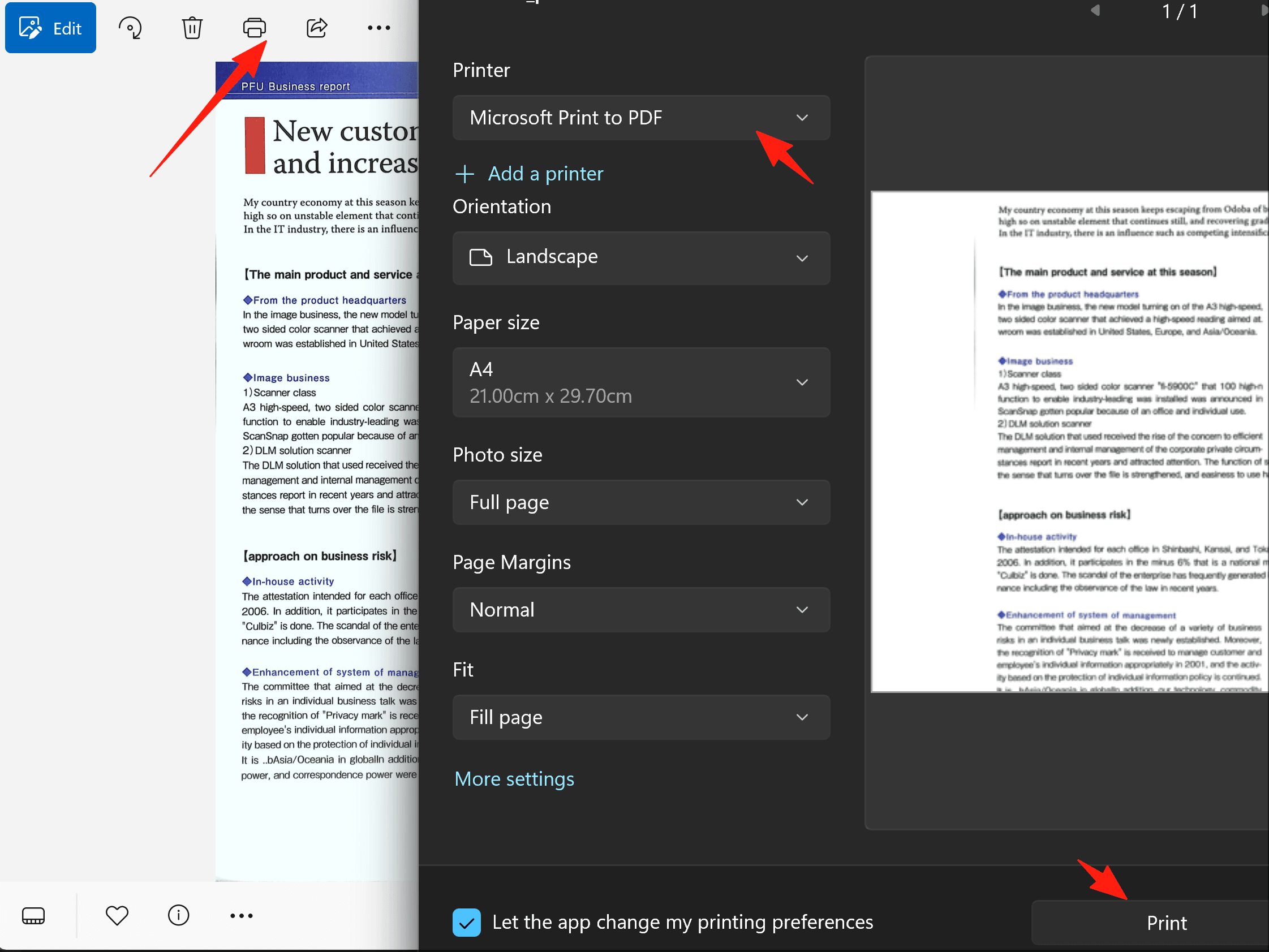 Configurações de Impressão PNG para PDF no Windows