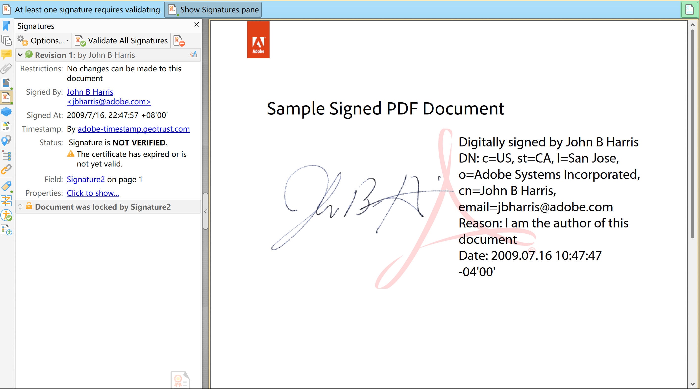 Example of a signed PDF